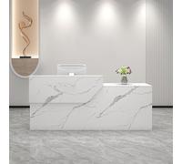 MESCXTY Moderno escritorio de recepción con cajón con cerradura, mesa de negociación con bandeja para teclado, mostrador minorista con paneles privados para salón, vestíbulo, oficina, hogar (100 cm, I