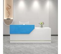 MESCXTY Moderno escritorio de recepción con cajón con cerradura, mesa de negociación con bandeja para teclado, mostrador minorista con paneles privados para salón, vestíbulo, oficina, hogar (140 cm, L