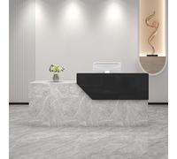 MESCXTY Moderno escritorio de recepción con cajón con cerradura, mesa de negociación con bandeja para teclado, mostrador minorista con paneles privados para salón, vestíbulo, oficina, hogar (140 cm, G