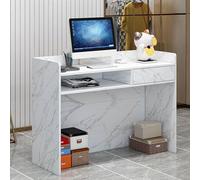 MESCXTY Moderno escritorio de recepción, escritorio de madera para computadora con cajón y estantes con cerradura, escritorio frontal multifuncional para supermercado, tienda de conveniencia, bar