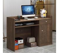 MESCXTY Moderno escritorio de recepción, escritorio de madera para computadora con cajón y estantes con cerradura, escritorio frontal multifuncional para supermercado, tienda de conveniencia, bar