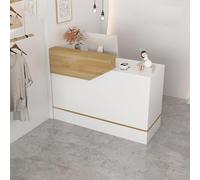 MESCXTY Moderno mostrador frontal con cajones con cerradura y bandeja para teclado, multifuncional para supermercado, tienda, bar, salón de belleza (120 cm, roble + izquierdo)