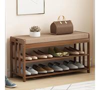 MESCXTY Multifunctional Storage Bench, Open Entrance Shoe Bench with Padded Seat, Bamboo Assembled Rack for Bedroom Living Room Corridor Dressing Shop(Width 35.4in/90cm A, Basic)