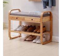 MESCXTY Rustic Bentwood Entryway Shoe Bench, Storage Bench with Drawers, Ottoman Foot Rest Removable Cushions for Bedroom Living Room Sofa Corridor Entrance(29x13x22in/74x34x55cm, M)