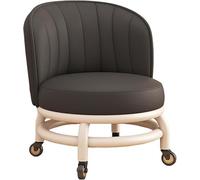 MESCXTY Taburete de polea rodante, taburete bajo con ruedas, rotación de 360 grados, rueda universal, cómodo, resistente y elegante, adecuado para el hogar u oficina, color azul, con respaldo (negro)