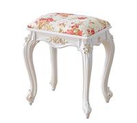 MESCXTY Victorian Vanity Stool,17inch Bench Stool with Velvet Padded Cushion,European Style Upholstered Chair,Make Up Chair for Bedroom Livingroom(14.9" Wx10.6 Dx16.9 H, A Flower)
