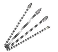 Mesee Juego de 4 fresas giratorias de carburo de tungsteno, rebabas giratorias de doble corte de 6 pulgadas de largo con lima de vástago de 6 mm, kit de herramientas para bricolaje, carpintería,