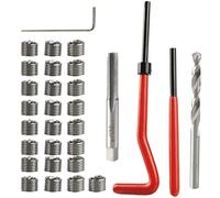 Mesee Kit de reparación de rosca M6, herramienta de inserción de rosca reaportada metátrica a mano de acero inoxidable con llave de reparación, acero inoxidable y Broca Hélicoidal HSS