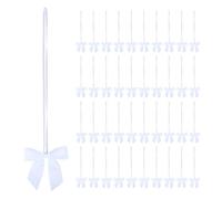 Meseey 50 lazos elásticos de 14 pulgadas con lazos de cinta blanca preatados para envolver regalos, baby showers, bodas, cajas de Navidad (14 pulgadas, blanco)