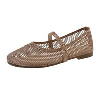 Mesh Ballet Flats for Women,Fashion Comfortable Round Toe Fishnet Buckle Mary Jane Casual Ballerina Flats,Ladies Wide Width Summer Pumps Casual Office Daily Dress Mary Jane Flats