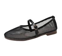 Mesh Ballet Flats for Women,Fashion Comfortable Round Toe Fishnet Buckle Mary Jane Casual Ballerina Flats,Ladies Wide Width Summer Pumps Casual Office Daily Dress Mary Jane Flats