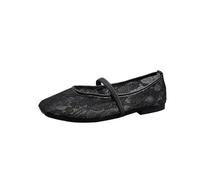 Mesh Ballet Flats for Women,Fashion Comfortable Round Toe Fishnet Lace Buckle Mary Jane Casual Ballerina Flats,Ladies Wide Width Summer Pumps Casual Office Daily Dress Mary Jane Flats