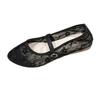 Mesh Ballet Flats for Women Fishnet Ballerina Flats Buckle Strap Casual Ballet Pumps Ladies Summer Wide Width Wedding Party Beach Shoes Casual Daily Dress Flat Mary Janes
