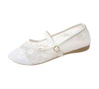 Mesh Ballet Flats for Women Fishnet Ballerina Flats Buckle Strap Casual Ballet Pumps Ladies Summer Wide Width Wedding Party Beach Shoes Casual Daily Dress Flat Mary Janes