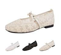 Mesh Ballet Flats Women, 2026 New Strappy Lace Fishnet Buckle Flats,Sexy Mary Jane Ballerina Pumps Comfortable Dress Shoes Slip-on Loafers