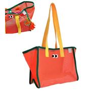 Mesh Beach Bag - Amplio de diseño con un lindo ojos grandes, malla fuerte, mangos cómodos, construcción plegable portátil | Bolsa juego playa para sostener los juguetes conchas acceso