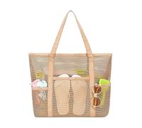 Mesh Beach Bag, Large Foldable Waterproof Mesh Tote, Portable Pool Storage Pouch For Swimming Sand Boat Boating Cruise Vacation Travel Summer Gym Lunch Shower Wet Dock Beach Essentials Carry Bag