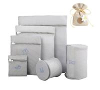 Mesh Laundry Bags with Zipper,Clothing Washing Bag Set,Thickened Bra Garment Underwear Wash Bags for Home Travel (Gray)