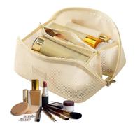 Mesh Makeup Bag - Breathable Cosmetic Organizer Pouch with Handle | Travel Toiletry Storage Case with Skincare Brushes, Toiletry Organizer for Lipstick Mirror Vacation Essentials