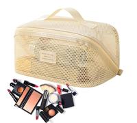 Mesh Makeup Bag | Portable Breathable Pouch with Handle | Cosmetic Bag 9.45x5.12x5.12in | For Women Vacation Skincare Brush Lipstick Toiletries Mirror
