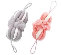 Mesh Pouf, Soft Body Cleanser, Shower Scrubber, 2.36x2.36x7.87 Inches Gentle Polish, Quick Dry Loop, White 4 Pack, Bath and Travel Use Washing and Showering Body