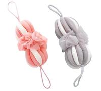 Mesh Pouf, Soft Body Cleanser, Shower Scrubber, 2.36x2.36x7.87 Inches Gentle Polish, Quick Dry Loop, White 4 Pack, Bath and Travel Use Washing and Showering Body