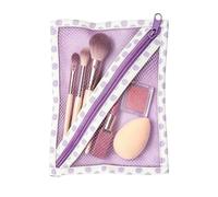 Mesh Storage Pouch - Dot Zipper Cosmetic Bag, Travel Organizer Bag | Cosmetics Organization Pouch for Women Beauty Lovers Frequent Flyers Business Vacation Hotel Home Daily Commuting