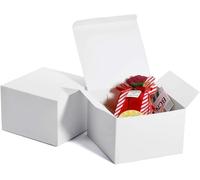 Mesha reciclado cajas de regalo 6 x 6 x 4 cm blanco brillante cajas de cartón 50pcs papel Kraft Favor cajas para fiestas, boda, regalo