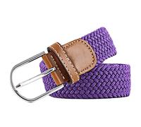 MESHIKAIER Puro Color Unisex Trenzado Cinturón Mujer Hombre Elástico Cinturón Casual Tejido Cinturón + PU Cuero Hebilla (Púrpura)