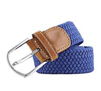 MESHIKAIER Puro Color Unisex Trenzado Cinturón Mujer Hombre Elástico Cinturón Casual Tejido Cinturón + PU Cuero Hebilla (Royal Azul)