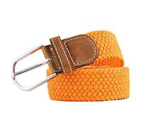 MESHIKAIER Puro Color Unisex Trenzado Cinturón Mujer Hombre Elástico Cinturón Casual Tejido Cinturón + PU Cuero Hebilla (Naranja)