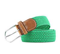 MESHIKAIER Puro Color Unisex Trenzado Cinturón Mujer Hombre Elástico Cinturón Casual Tejido Cinturón + PU Cuero Hebilla (Verde)
