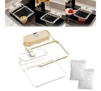 Meshmate Waste Rack for Sink, 2025 New Meshmate Waste Rack for Sink with 50 PCS Disposable Fine Mesh Bags, Meshmate Waste Rack Kitchen, Sink Drain Strainer Basket for Food Waste (Clear+Beige)