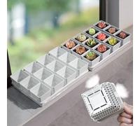 Meshpot Macetas suculentas, 12 macetas suculentas de 2.8 pulgadas con bandeja de 14 x 9.4 pulgadas, juego de 2, macetas de cactus de plástico con drenaje, plántulas de suculentas cuadradas para macetas de semillero largo y rectangular