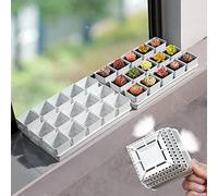 Meshpot Macetas suculentas, 15 macetas suculentas de 2.4 pulgadas con bandeja de 14 x 9.4 pulgadas, juego de 2, macetas de cactus suculentas de plástico con drenaje, plántulas cuadradas de suculentas para combinar con bandeja rectangular larga