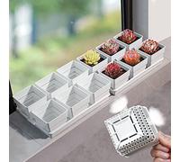 Meshpot Macetas suculentas, 6 macetas suculentas de 14 pulgadas con bandeja de 14 x 9.4 pulgadas, juego de 2, macetas de cactus suculentas de plástico con drenaje, plántulas cuadradas de suculentas con bandeja rectangular larga