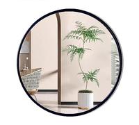 Mesida Espejo de Pared, Marco Circular 75 cm, Vidrio Cepillado Moderno y Espejo de baño de diseño Profundo Negro