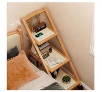 Mesilla de Noche for Dormitorio, Mesa Auxiliar Plegable, Estante con poleas, Estante de Almacenamiento móvil, Material de bambú + ratán ABS, Almacenamiento Abierto, fácil de Montar(B1)