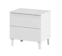 Habitdesign Mesita de Noche, Mesilla de Noche, Modelo Loft, Acabado Blanco Brillo, Medida 49 cm (Alto) x 50 cm (Ancho) x 34 cm (Fondo)