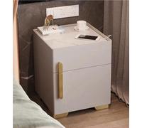 Mesilla de noche , Mesita de noche inteligente con caja fuerte Mesita de noche de gran capacidad de almacenamiento Mesita de noche con cajón de madera maciza Mesitas de noche for dormitorio y sala de