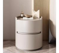 Mesilla de noche redonda, Juego de mesilla de noche de madera para dormitorio, Mesilla de noche de cuero exterior, Mesilla de noche de almacenamiento Sala de estar Mesas auxiliares Cajón Estante Mesil