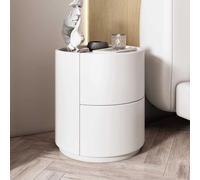 Mesilla de Noche Redonda Mesita de Noche Moderna Sofá de Moderna Mueble de Noche Mesita de Noche de Madera con 2 cajones for Dormitorio Salón Mesita de Noche Sencilla(B)