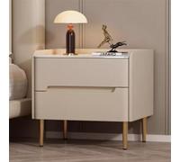 Mesilla Moderna de Noche Con Mango Oculto, Mesita de Madera Fácil de Empujar y Tirar, Cajonera Con 2 Cajones, Adecuada Para Salón, Dormitorio, Pasillo, etc. (Color: Champagn)
