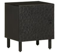 Mesillas de noche 2 unidades, color negro, 40 x 33 x 46 cm, madera maciza de mango, modernas mesitas de noche con lacado negro, madera de mango resistente y hierro, ideal para dormitorios