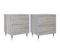 Mesillas de noche 2 unidades gris Sonoma 40 x 35 x 47,5 cm - Mesas auxiliares modernas de madera y hierro - Cómoda para dormitorio, elegante y estable