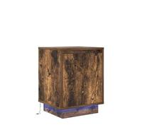 Mesillas de noche con luces 2 piezas. - Roble ahumado 38 x 34 x 50 cm - Mesa auxiliar moderna con iluminación para dormitorio y sala de estar - Diseño estable y almacenamiento práctico