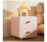 Mesillas de Noche de Cuero for el Dormitorio/Sala de Estar, mesilla de Noche con 2 cajones, Mesa Auxiliar Mesa de Noche, se envía en una Sola Pieza, no Requiere Montaje(D,13.78in/35cm)