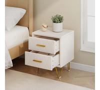 Mesillas de Noche Dormitorio pack 2, Comoda 2 Cajones Mesa de Noche Juego de 2 35.5x41x51cm Mesitas Auxiliares salon con Cajones Mueble de Madera Almacenamiento Cajonera para Salón Pasillo (G Beige)