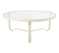 Mesita Adnet Ø100 Piel Crema/Cristal Transparente