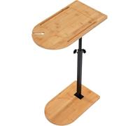 Mesita Auxiliar Ajustable En Forma De C - Mesita Estrecha para Sofá, Ideal para Sala De Estar, Oficina O como Bandeja para Bañera. Fabricada En Bambú Y Negro. Mesa De Centro